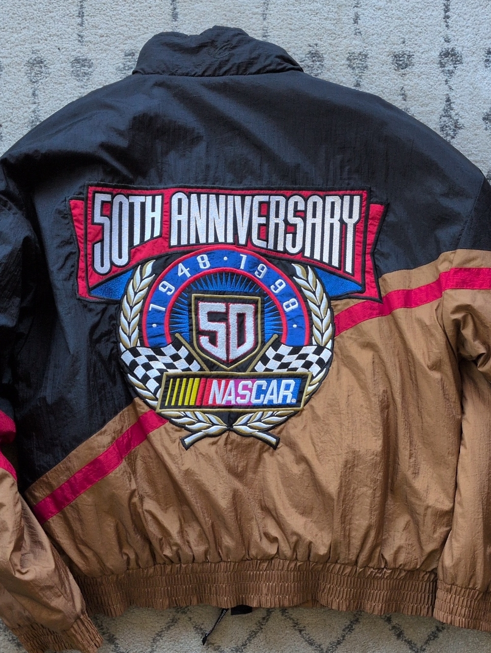 Nascar 50th Anniversary Colorblock Windbreaker Jacket - Black/Red/Brown - Picture 6 of 6